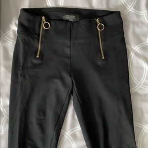 Black leggings gold zipper accents Ann Taylor XS